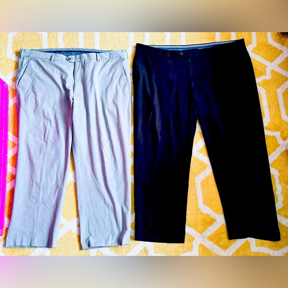 2 PAIR Mens Stretch Dress Pants 48 x 29 Gray and Black Croft & Barrow - Picture 1 of 11